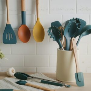 12-Pcs Silicone Cooking Utensils Set with Bucket